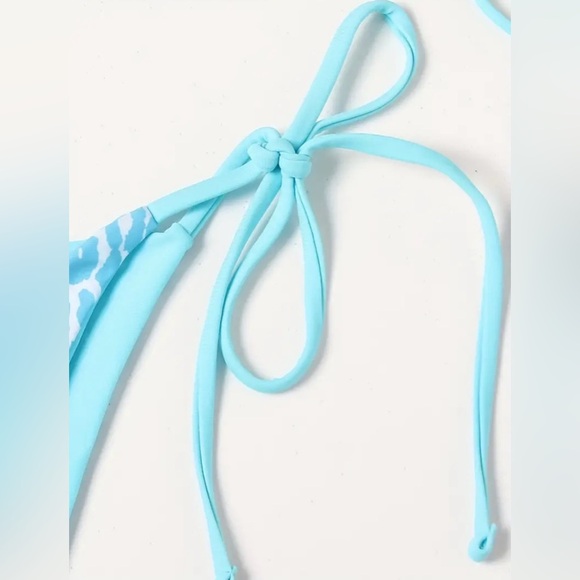 Blue Leopard Halter Tie Side Cheeky Bikini Set - Picture 10 of 12